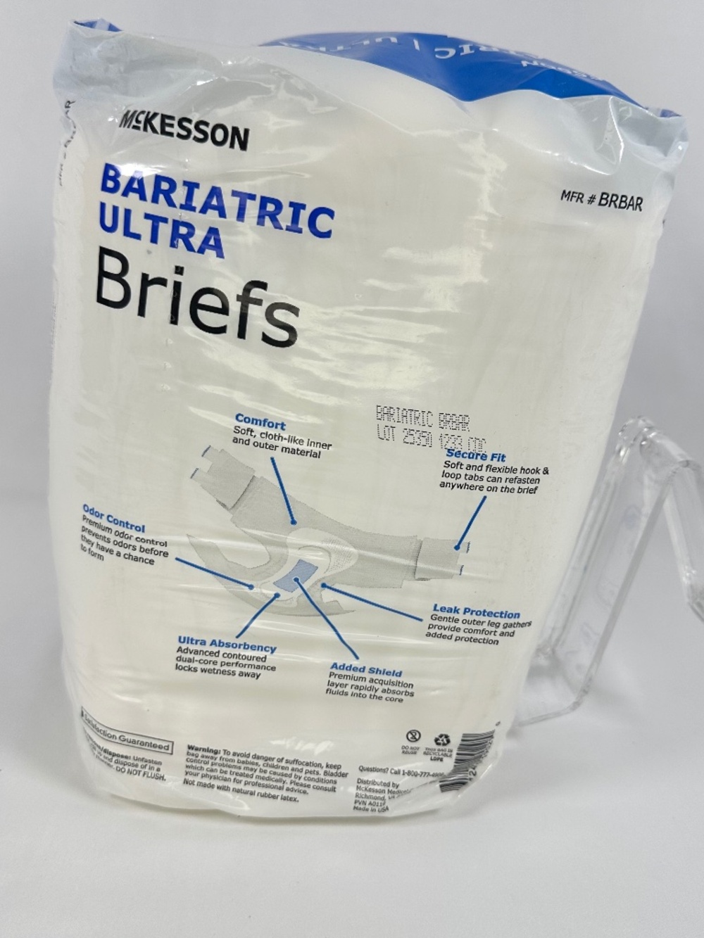 McKesson, Bariatric Ultra Briefs, 3XL, 8 Count, Waist Up to 95 Inches
